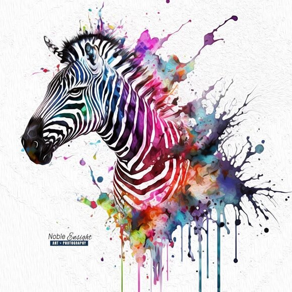 8x8 Zebra Fantasy Wall Art‎ Watercolor Oil Painting Print - Picture 6 of 6